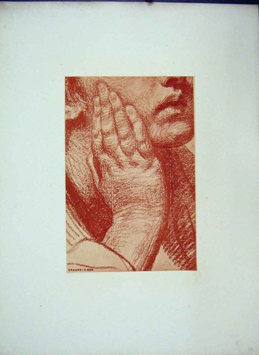 Old antique print - greuze, c1875