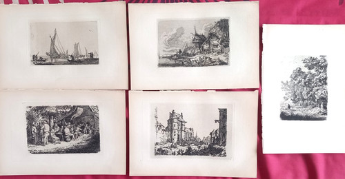 19thc group etchings in - group, 5