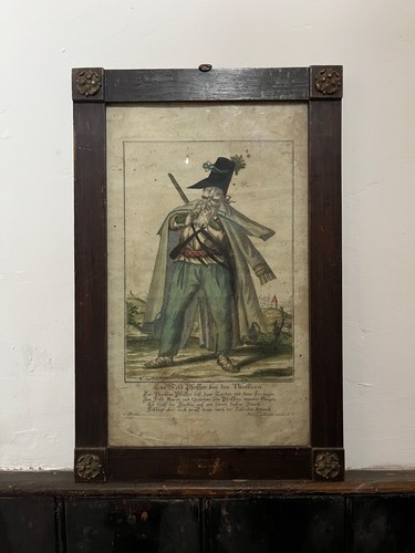Framed antique hand - framed, hand-coloured