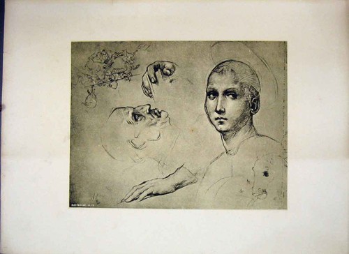 Original old antique print - old,